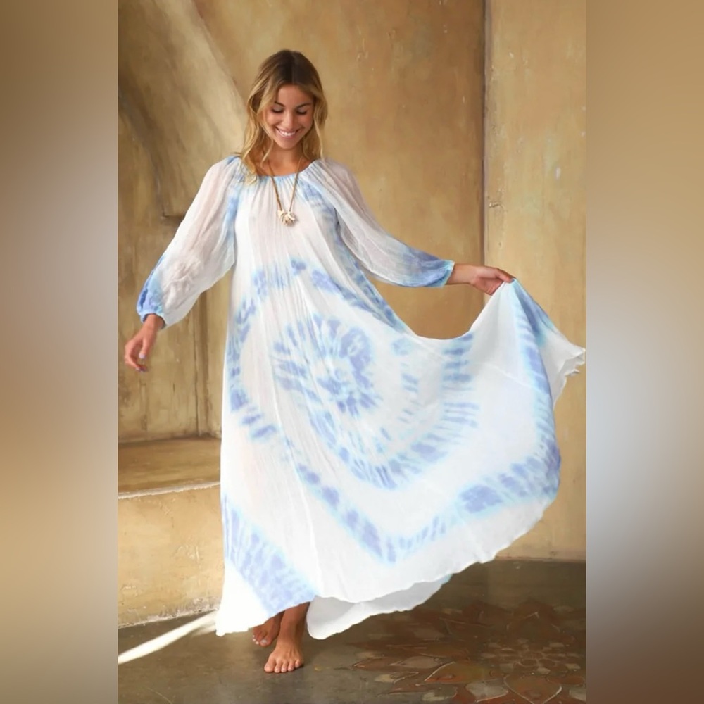 Jen’s Pirate Booty Blue and White Tie-Dye Maxi Dress - Picture 10 of 10